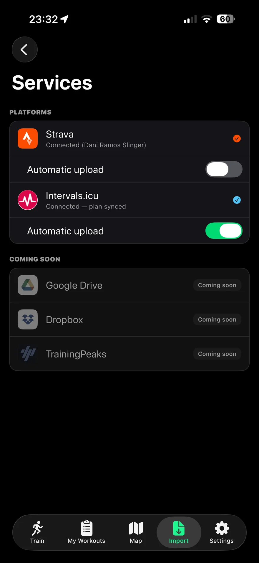 Strava e Intervals.icu conectados